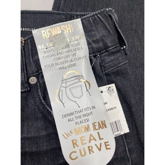 Rewash Brand Mom Curve Jeans Women's 24 Faded Black Destructed Frayed High Rise - Picture 12 of 12